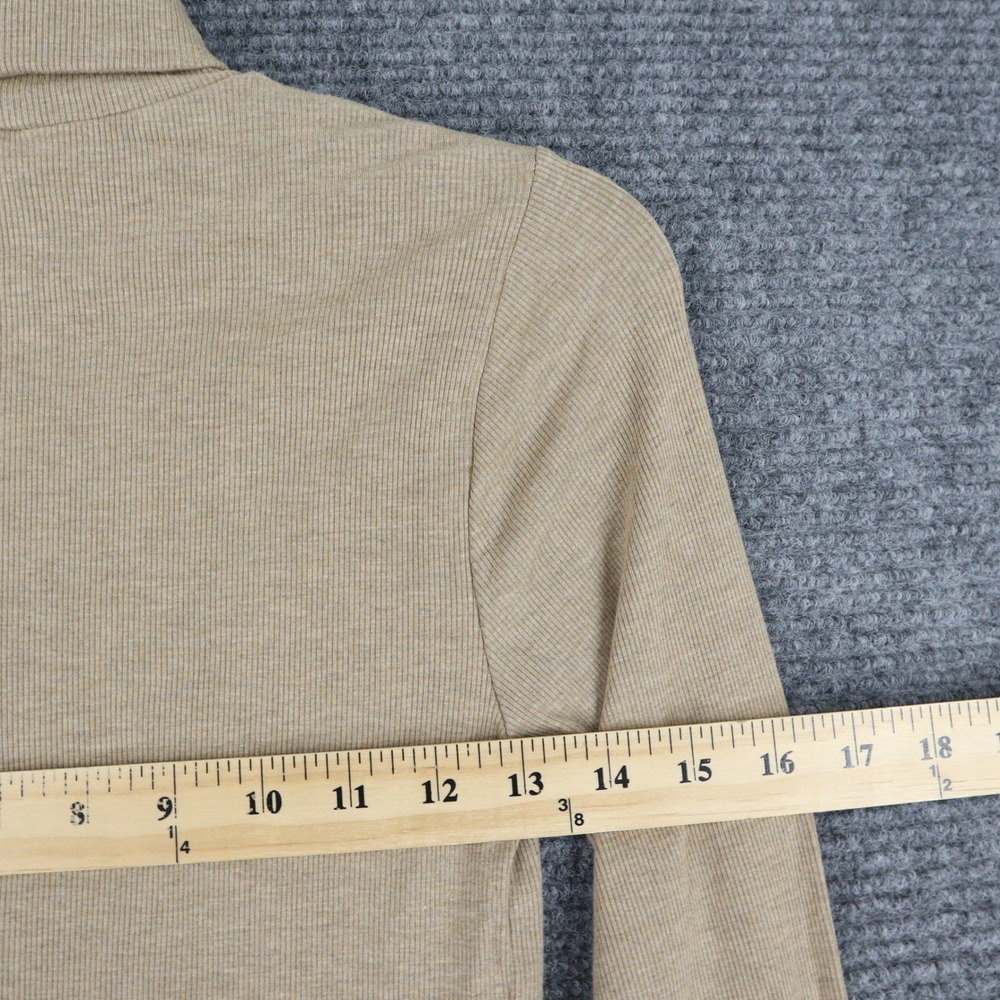 Polo Ralph Lauren Ribbed Stretch Turtleneck Top Womens M Beige Modal Preppy - Picture 7 of 10